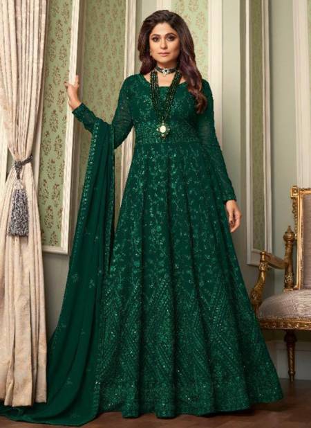 Green Colour AASHIRWAD AVNI Heavy Real Georgette Festive Wear Designer Gown Collection 8386